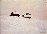 Houses in the Snow by Claude Monet